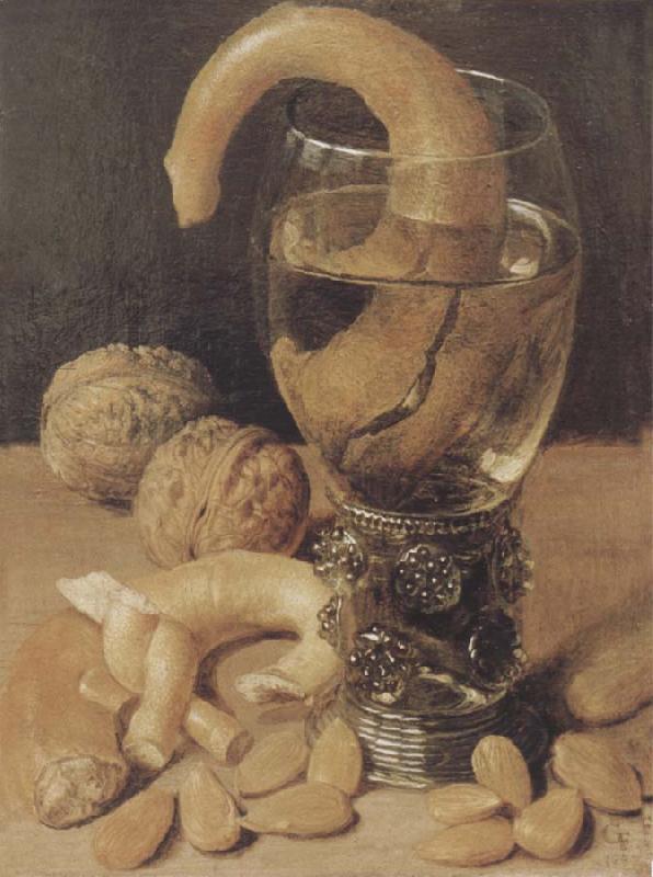 Georg Flegel Style life with wine glass and pretzel